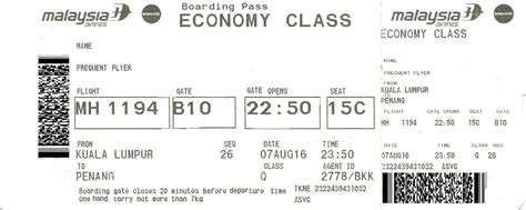 malaysia airlines ticket number